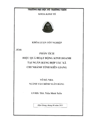 Khóa luận tốt nghiệp tài chính ngân hàng phân tích hiệu quả hoạt động kinh doanh tại ngân hàng hợp tác xã chi nhánh kiên giang