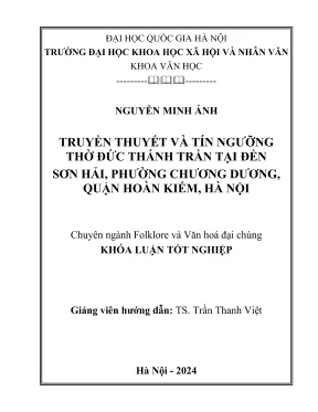 Khóa luận tốt nghiệp truyền thuyết và tín ngưỡng thờ đức thánh trần tại đền sơn hải phường chương dương quận hoàn kiếm hà nội