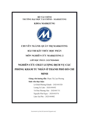 Nghiên cứu chất lượng dịch vụ các phòng khám tư nhân ở thành phố hồ chí minh