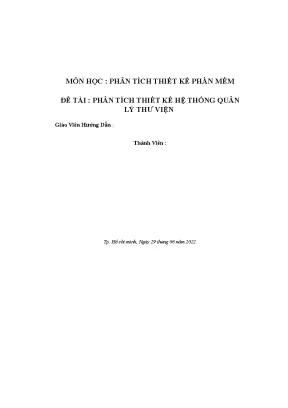 Đề tài phân tích thiết kế hệ thống quản lý thư viện