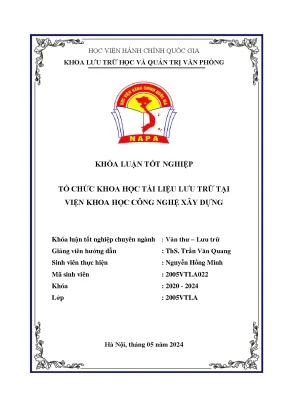 Khoá luận tổ chức khoa học tài liệu lưu trữ tại viện khoa học công nghệ xây dựng