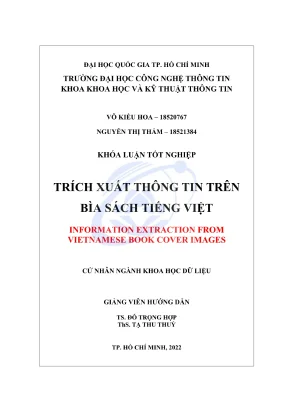 Khóa luận tốt nghiệp khoa học dữ liệu trích xuất thông tin trên bìa sách tiếng việt