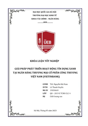 Khóa luận tốt nghiệp giải pháp phát triển hoạt động tín dụng xanh tại ngân hàng thương mại cổ phần công thương việt nam vietinbank
