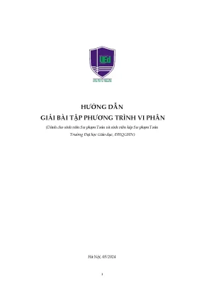 Hướng dẫn giải bài tập phương trình vi phân