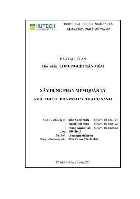 Báo cáo đồ án công nghệ phần mềm xây dựng phần mềm quản lý nhà thuốc pharmacy thạch sanh