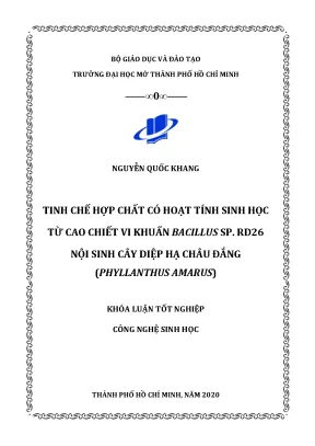 Tinh chế hợp chất có hoạt tính sinh học từ cao chiết vi khuẩn bacillus sp rd26 nội sinh cây diệp hạ châu đắng phyllanthus amarus