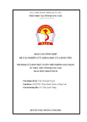 Đề tài nghiên cứu khoa học của sinh viên tội phạm lừa đảo trực tuyến trên không gian mạng từ thực tiễn tỉnh quảng nam