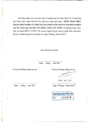 Khóa luận tốt nghiệp phát triển nông thôn phân tích thực trạng đói nghèo và một số giải pháp nhằm giảm đói nghèo tại xã tân lập huyện tân biên tỉnh tây ninh