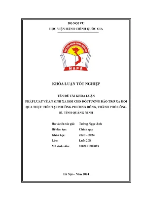 Khoá luận pháp luật về an sinh xã hội cho đối tượng bảo trợ xã hội qua thực tiễn tại phường phương đông thành phố uông bí tỉnh quảng ninh