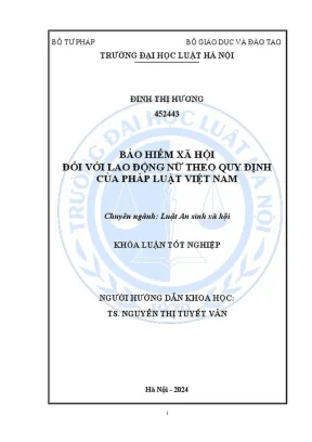 Khóa luận tốt nghiệp bảo hiểm xã hội đối với lao động nữ theo quy định của pháp luật việt nam