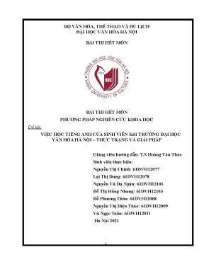 Việc học tiếng anh của sinh viên k61 trường đại học văn hóa hà nội thực trạng và giải pháp