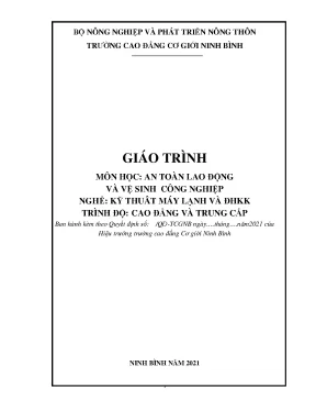 Giáo trình an toàn lao động và vệ sinh công nghiệp nghề kỹ thuật máy lạnh và điều hoà không khí cđtc
