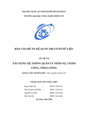 Báo cáo đồ án hệ quản trị cơ sở dữ liệu tên đề tài xây dựng hệ thống quản lý nhân sự chấm công tính lương