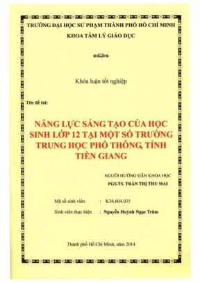 Khóa luận tốt nghiệp tâm lý học năng lực sáng tạo của học sinh lớp 12 tại một số trường trung học phổ thông tỉnh tiền giang