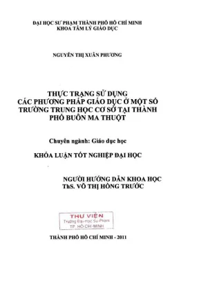 Khóa luận tốt nghiệp giáo dục học thực trạng sử dụng các phương pháp giáo dục ở một số trường trung học cơ sở tại thành phố buôn ma thuột