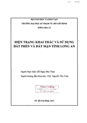 Khóa luận tốt nghiệp địa lý hiện trạng khai thác và sử dụng đất phèn và đất mặn tỉnh long an