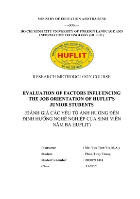 Đánh giá các yếu tố ảnh hưởng đến định hướng nghề nghiệp của sinh viên năm ba huflit