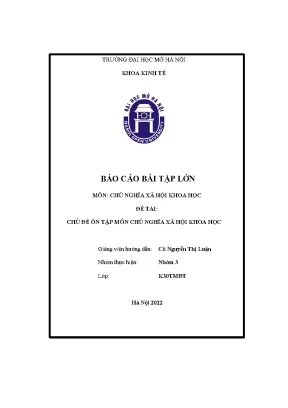 Chủ đề ôn tập môn chủ nghĩa xã hội khoa học