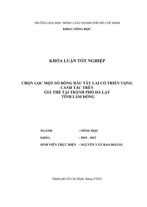 Khóa luận tốt nghiệp nông học chọn lọc một số dòng dâu tây lai có triển vọng canh tác trên giá thể tại thành phố đà lạt tỉnh lâm đồng