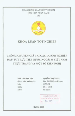 Khóa luận tốt nghiệp tài chính chống chuyển giá tại các doanh nghiệp đầu tư trực tiếp nước ngoài ở việt nam thực trạng và một số kiến nghị