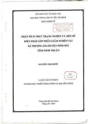 Khóa luận tốt nghiệp phát triển nông thôn phân tích thực trạng nghèo và một số biện pháp góp phần giảm nghèo tại xã phương hải huyện ninh hải tỉnh ninh thuận
