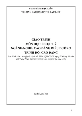 Giáo trình môn học dược lý