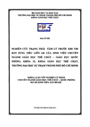 Khóa luận tốt nghiệp giáo dục thể chất nghiên cứu trạng thái tâm lý trước khi thi bắn súng tiểu liên ak của sinh viên chuyên ngành giáo dục thể chất giáo dục quốc phòng khóa 33 khoa giáo dục thể chất trường đại học sư phạm thành phố hồ chí minh