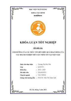 Ảnh hưởng của cấu trúc vốn đến hiệu quả hoạt động của các doanh nghiêp ngành thủy sản được niêm yết tại việt nam