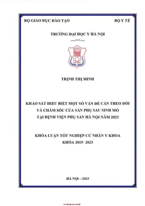 Khảo sát hiểu biết một số vấn đề cần theo dõi và chăm sóc của sản phụ sau sinh mổ tại bv phụ sản hà nội năm 2023