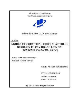 Nghiên cứu quy trình chiết xuất tối ưu berberin từ cây hoàng liên gai berberis wallichiana dc