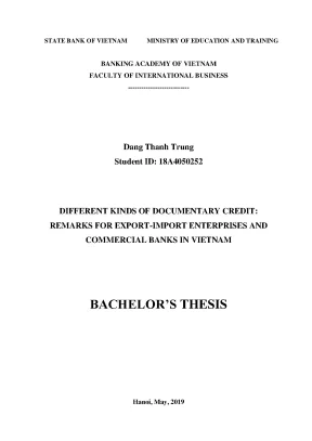 Khóa luận tốt nghiệp kinh doanh quốc tế different kinds of documentary credit remarks for export import enterprises and commercial banks in vietnam bachelors thesis