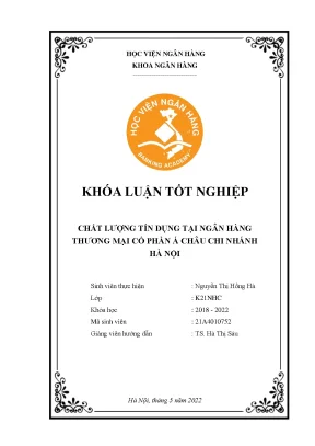 Chất lượng tín dụng tại ngân hàng thương mại cổ phần á châu chi nhánh hà nội