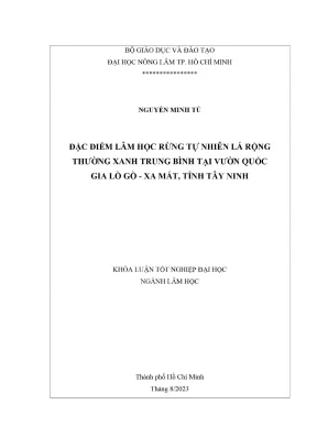 Khóa luận tốt nghiệp lâm học đặc điểm lâm học rừng tự nhiên lá rộng thường xanh trung bình tại vườn quốc gia lò gò xa mát tỉnh tây ninh