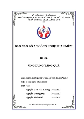 Báo cáo đồ án công nghệ phần mềm đề tài ứng dụng tặng quà