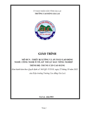 Giáo trình thiết bị xưởng và an toàn lao động nghề công nghệ ô tô kỹ thuật máy nông nghiệp cao đẳng trung cấp