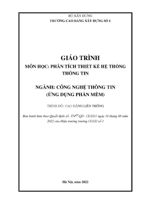 Giáo trình phân tích thiết kế hệ thống thông tin ngành công nghệ thông tin cao đẳng liên thông