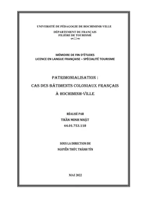 Khóa luận tốt nghiệp tiếng pháp patrimonlallsation cas des batiments colonlaux francais à hochiminh ville