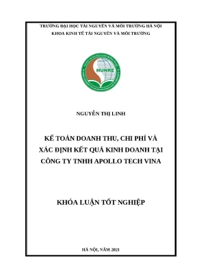 Trường đại học tài nguyên và môi trường hà nội báo cáo luận án kế toán doanh thu chi phí và xác định kết quả kinh doanh tại công ty tnhh apolo tech vina trường đại học tài nguyên và môi trường hà nội