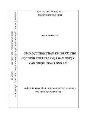 Luận văn giáo dục tinh thần yêu nước cho học sinh