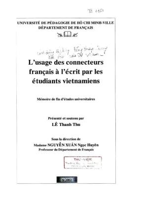 Khóa luận tốt nghiệp tiếng pháp lusage des connecteurs francais à lécrite par les étudiants vietnamiens ménoire du fin détudes universitaires