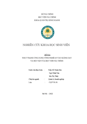 Nghiên cứu khoa học sinh viên đề tài thực trạng ứng dụng công nghệ 4 0 vào giảng dạy và học tập của học viện tài chính
