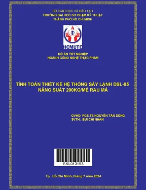 Tính toán thiết kế hệ thống sấy lạnh dsl 05 năng suất 200kg mẻ rau má