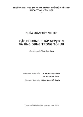 Khóa luận tốt nghiệp toán tin các phương pháp newton và ứng dụng trong tối ưu
