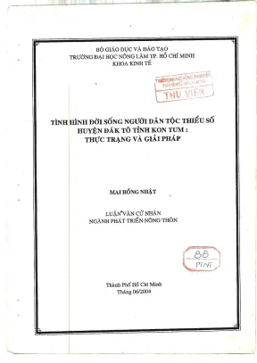 Khóa luận tốt nghiệp phát triển nông thôn tình hình đời sống người dân tộc thiểu số huyện đăk tô tỉnh kon tum thực trạng và giải pháp
