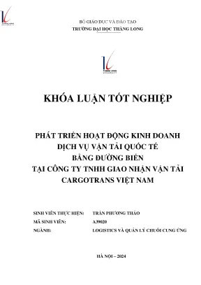 Phát triển hoạt động kinh doanh dịch vụ vận tải quốc tế bằng đường biển tại công ty tnhh giao nhận vận tải cargotrans việt nam