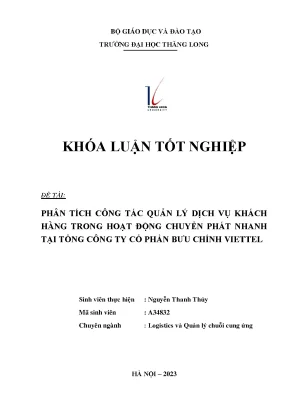 Phân tích công tác quản lý dịch vụ khách hàng trong hoạt động chuyển phát nhanh tại tổng công ty cổ phần bưu chính viettel
