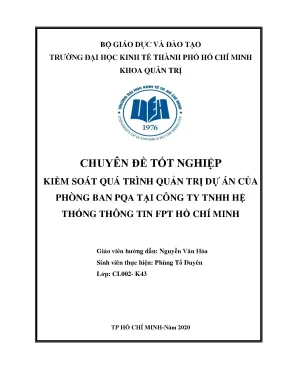Kiểm soát quá trình quản trị dự án của phòng ban pqa tại công ty tnhh hệ thống thông tin fpt hồ chí minh