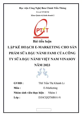 Lập kế hoạch e marketing cho sản phẩm sữa đậu nành fami của công ty sữa đậu nành việt nam vinasoy
