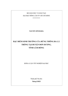 Khóa luận tốt nghiệp lâm học đặc điểm sinh trưởng của rừng thông ba lá trồng tại huyện đơn dương tỉnh lâm đồng