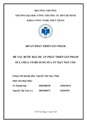 Đồ án phát triển sản phẩm huit sữa chua bổ sung sữa bắp